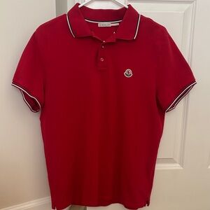 Moncler Red Polo Shirt with Logo
